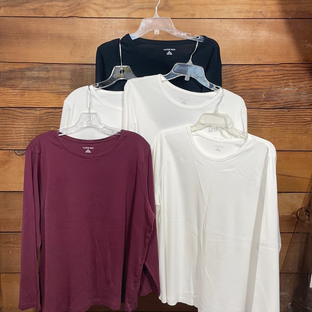 Lands End 100% Cotton, L/S Crew Neck T-Shirt Lot